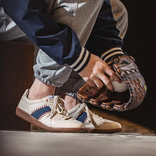 MADEN Women’s Spring Baseball Sneakers — Off-White Lace-Up Trainers