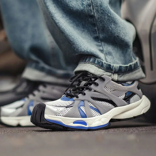 MADEN Men’s Retro Mesh Splicing Running Shoes – Height-Increasing Platform Chunky Sporty Sneakers