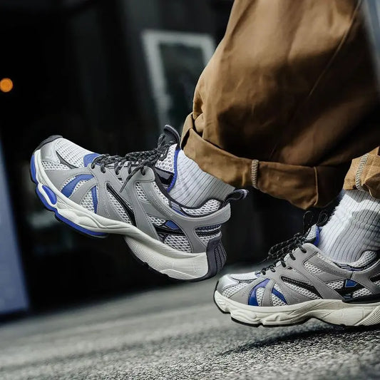 MADEN Men’s Retro Mesh Splicing Running Shoes – Height-Increasing Platform Chunky Sporty Sneakers