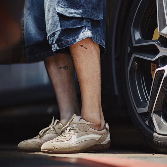 Maden Unisex Vintage Patchwork Racing Shoes, Breathable German Trainer-Style Sneakers with Thin Sole